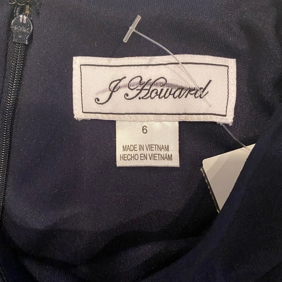 J HOWARD 3/4 sleeves navy blue dress/size 6 - Picture 7 of 8
